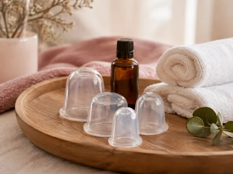 Silicone cupping therapy cups and massage oil at Flow Again Massage Red Deer